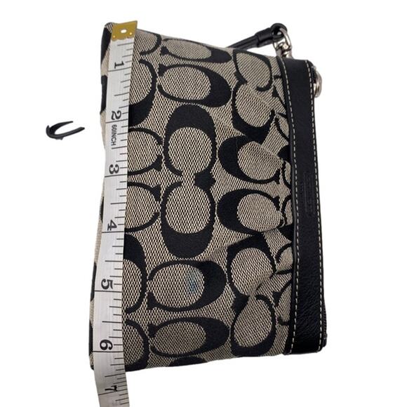 COACH Black Gray Signature Canvas Wristlet - Picture 7 of 7
